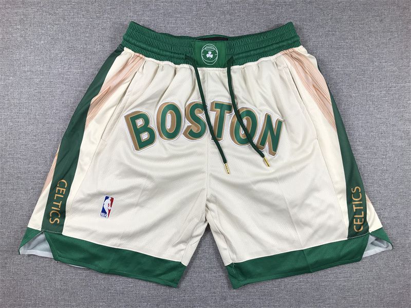 2025 Men NBA Boston Celtics Shorts Cream style 2-0